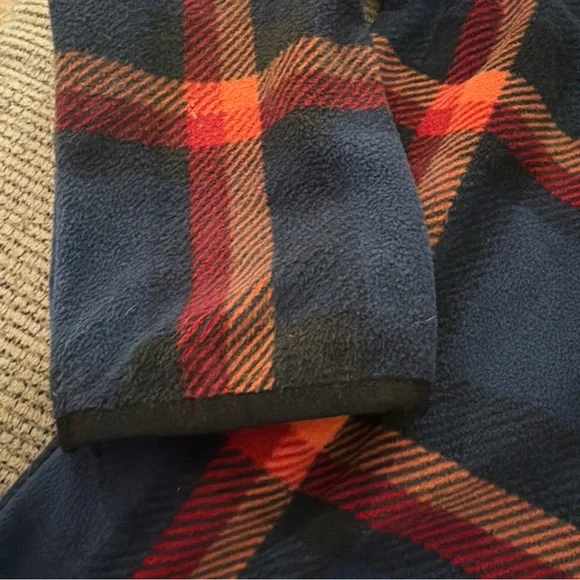 OshKosh B'gosh Navy Plaid Zip-Up Fleece Lightweight Jacket - Picture 3 of 5